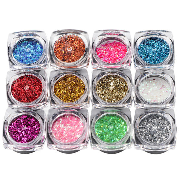 Nagelkonst Glitter Geometrisk Form Dekoration Manikyr Paillette Dekal DIY Kit Tillbehör