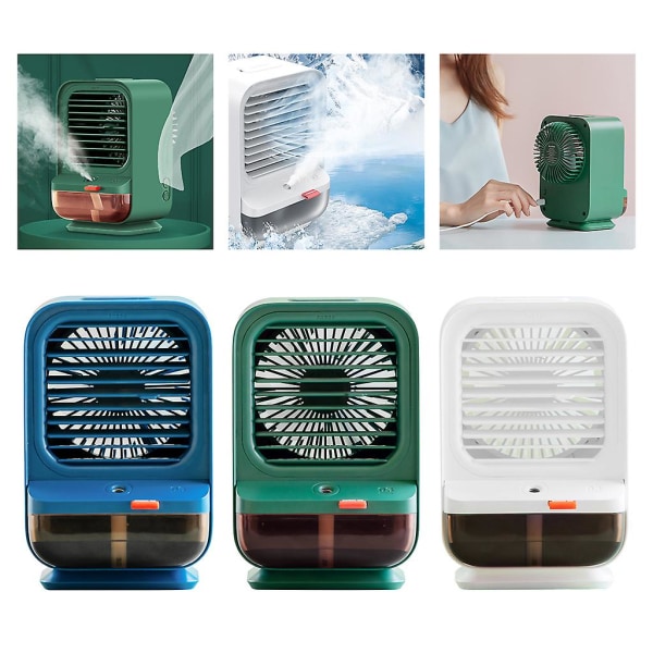 Bärbar mini luftkylare fläkt multifunktionell personlig uppladdningsbar luftkylare (grön)