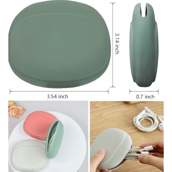 Silikone Hovedtelefon Organizer - Datakabel Opbevaringsetui - Mini Nøgleboks - Bærbar Ledningsført Headset Opbevaringspose Red-Grey-Green