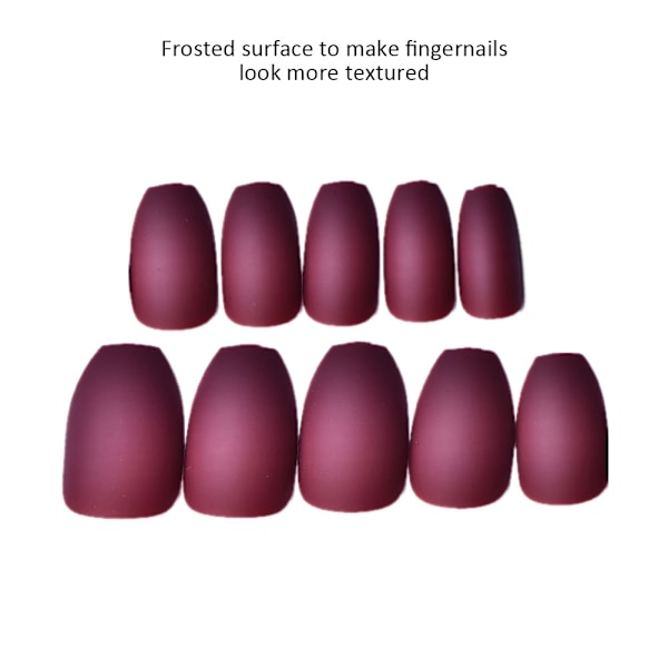Manicure færdig Fashion Polish Matte Manicure Patch Falsk Decal Nail Art (Vinrød)