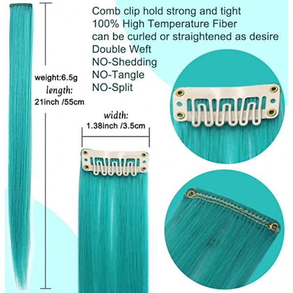 Regnbuehår Extensions Farget Hår Extensions Clip In/On For Jenter Hår Tilbehør Parykk Stykker For Kvinner 9PCS