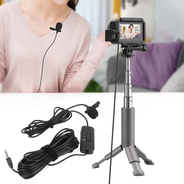 For OSMO ACTION kamera lade lydadapter 8m kabel Lavalier kondensatormikrofon