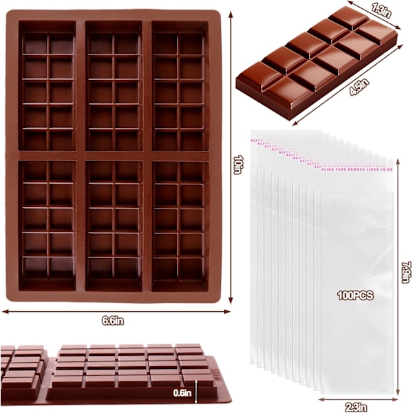 Chokladform Djup, Tjock Silikon Chokladform för Fylld Choklad, Kvadratisk Knafeh Pistage Chokladkaka Brytbar Godis square deep chololate