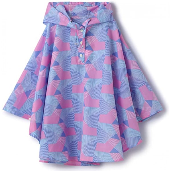 Barn Regn Poncho Huvjacka Regnrock, Geometrisk Rosa, M