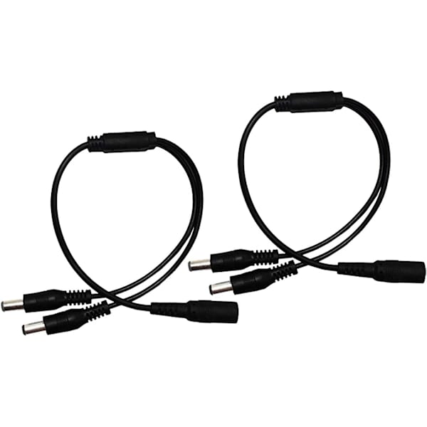 2-pak 1 til 2-vejs DC-strømsdeler-kabel, cylinderprop 5,5 mm x 2,1 mm til CCTV-kameraer, LED-lysstrimler og mere