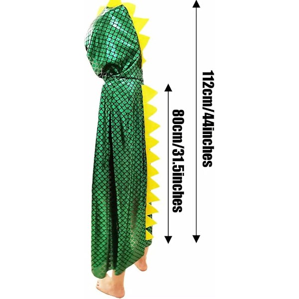 Dinosaur Kostumer Grøn Drage Kappe Halloween Klæd Ud Tøj 3-8 År Gammel Hooded Green Cloak
