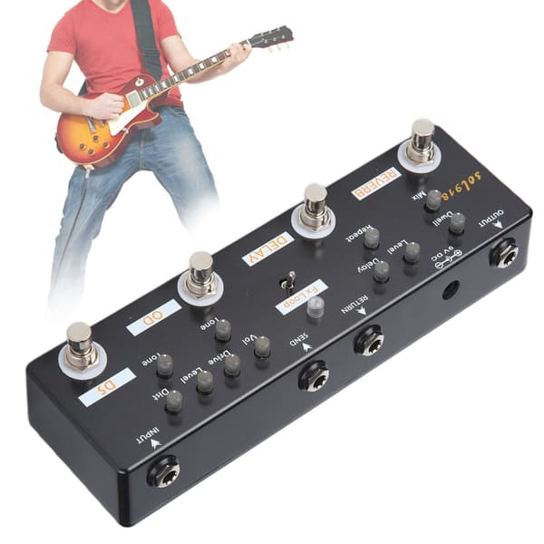 Guitar Effekt Pedal 5 Tilstand Reverb Delay Fx LOOP Distortion Overdrive Guitar Tuning Tilbehør