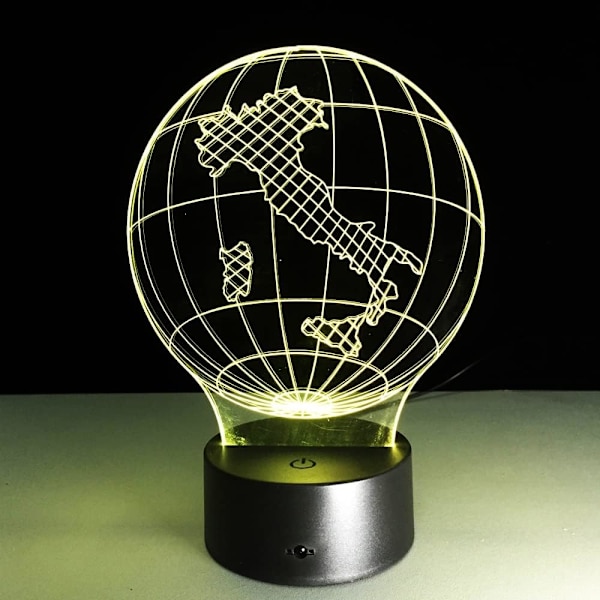 WJ Italia Jordkart Lys 3D Visuell Led Lampe 7 Farger Sopp USB Soverom Liten Skrivebordslampe 7 Farger Skiftende Led Nattlys