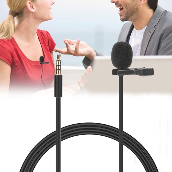 Mini bærbar reversmikrofon 1,5 meter kablet clip-on lavaliermikrofon til telefon