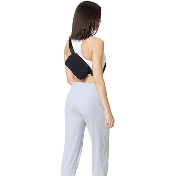 Leotruny Unisex Mini Belteveske, Justerbar Rem Stropp Mageveske, Egnet for Trening, Shopping, Fotturer (Svart)