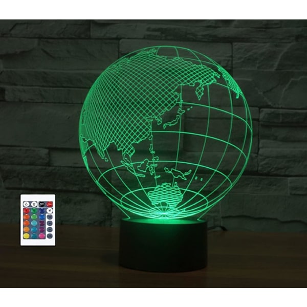 WJ 3D Asia Kart Fjernkontroll 16 Farger Nattlys Illusjon Akryl LED Bordlampe Sengesidelampe Barn Soverom Skrivebord Dekor Bursdagsgaver Leker for Barn