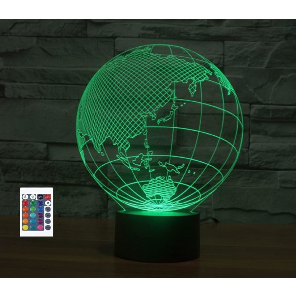 WJ 3D Asien karta fjärrkontroll 16 färger nattljus illusion akryl LED bordslampa sänglampa barn sovrum skrivbordsdekor födelsedagspresenter leksak för barn