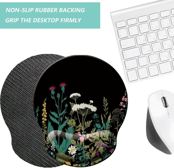 Musemåtte med håndledsstøtte, ergonomisk musemåtte med memory foam håndledsstøttepude, skridsikker gummibase Gaming musemåtte til hjemmet