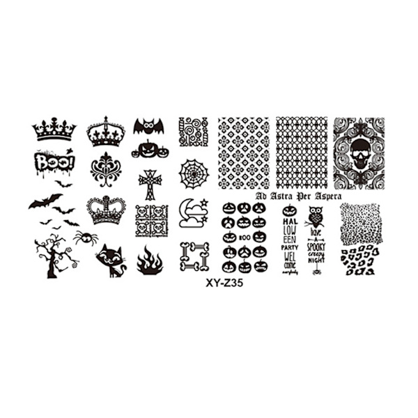 Rektangulær neglekunst-stemplingsplate i rustfritt stål, DIY manikyr-trykkbildemal z35#