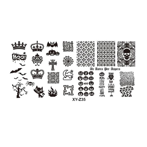 Rustfrit stål rektangulær neglekunst stempelplade DIY manicure trykbilledskabel z35#