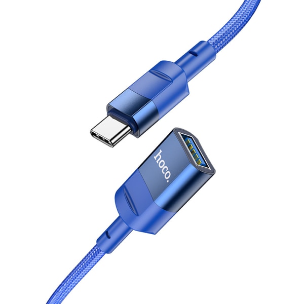 hoco. U107 Typ-C hane till USB hona kontinuerlig energi USB3.0 laddningsdata aluminiumlegering flätad förlängningskabel