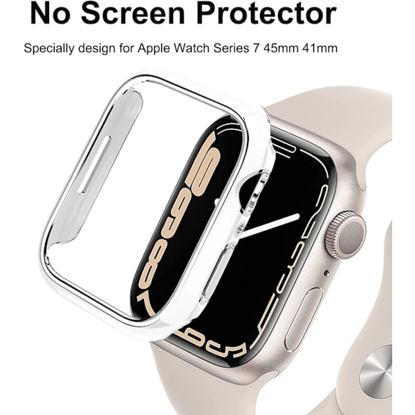För Apple Watch Series 7 41 mm, pläterat styvt PC- case Tunt case runtom för Apple Watch Series 7 （silver）