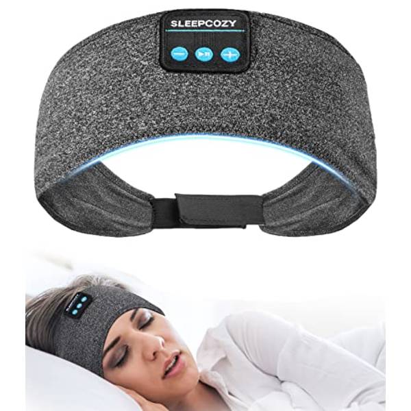 Hörlurar med Pannband, Justerbara Sovhörlurar, Bekvämt Sovpannband med Tunn Högtalare, Mikrofon, Handsfree