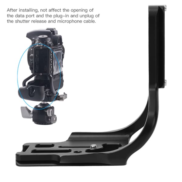 Aluminiumslegering Lodret L-formet Beslag Quick Release Pladeholder Håndgreb til Nikon D750