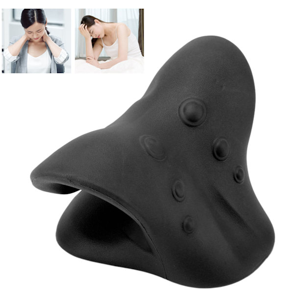 Nakke- og skulderafslapper til smertelindring U-formet design Spinal Traction Deep Cervical Massagepude Sort