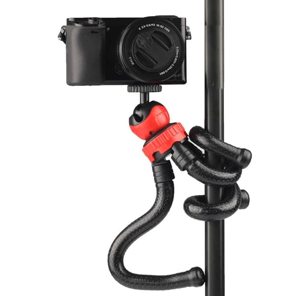 Mini bærbar fleksibel desktop-stativ med kuglehoved til DSLR-kamera smartphone (rød)