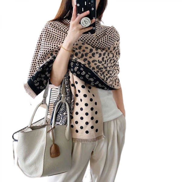 Myk kashmir-følelse skjerf for kvinner Vinter varm skjerf Stor sjal Wrap Gaver (Beige)
