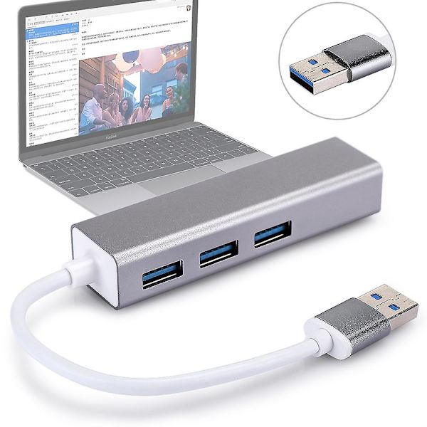Aluminiumlegering kablet netværkskort 100M Usb + 3.0 Hub Adapter Usb til Rj45