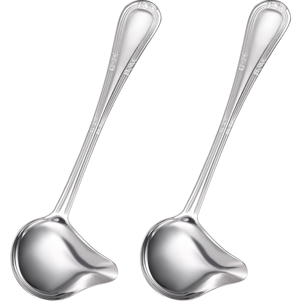 Small Ladle Gravy Ladle Drizzle Spoon 18/10 Stainless Steel Saucier Sauce Soup Spoon for Spooning Gravies and Sauces