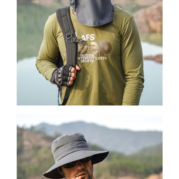 Fiskehatt Solskyddshatt - Premium UPF 50+ Vikbart cover med lock Boonie-hatt för män och kvinnor （Ljusgrå）