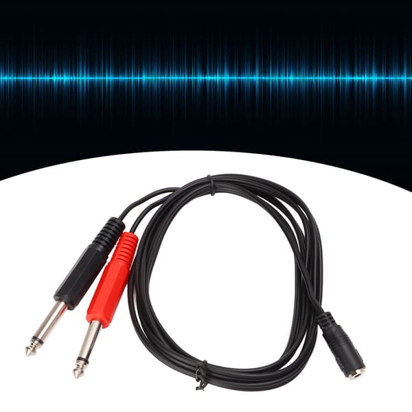 1,5 m stereoadapterförlängningskabel splitkabel 3,5 mm hona till 6,35 mm dubbla hane monokabel