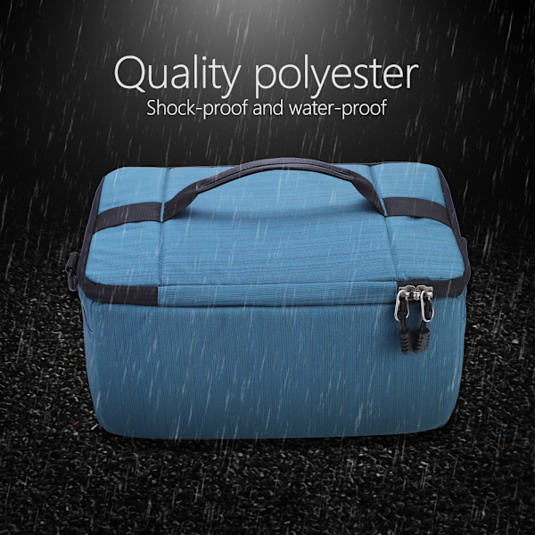 Fordable Protective Insert Partition Handle Camera Lens Bag Case Pouch (Blå)