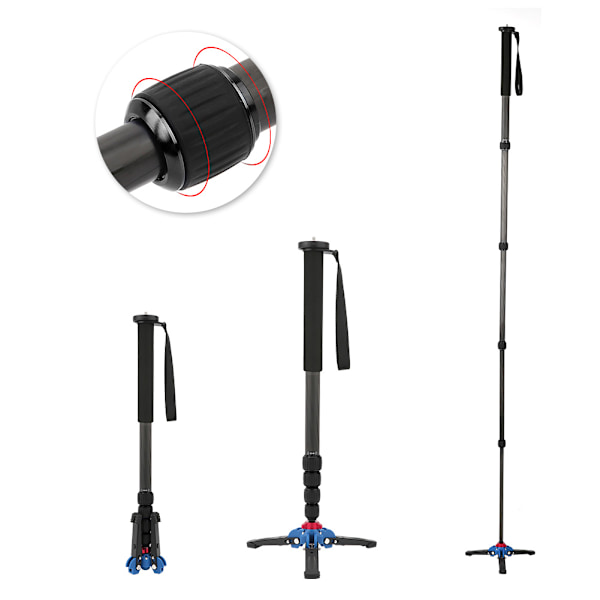 C-333+M-1 Kolfiber Bärbar Utomhus Teleskopisk Monopod Stativ Bergsklättring Käpp för DSLR-kamera