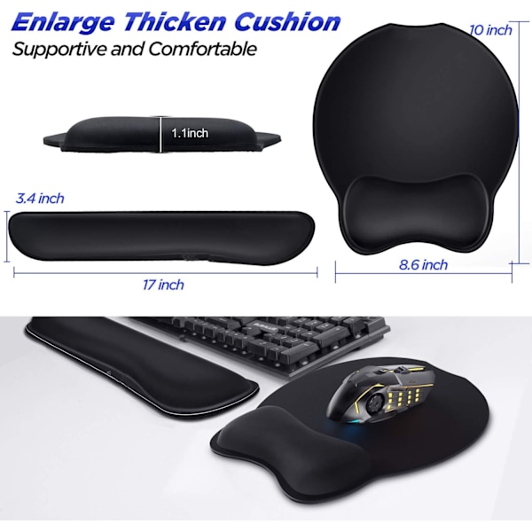 Uppgradera Förstora Superfin Fiber Mjukt Slätt Gel Ergonomisk Musmatta Handledsstöd och Tangentbords handledsstöd för Dator, Laptop, Mac,