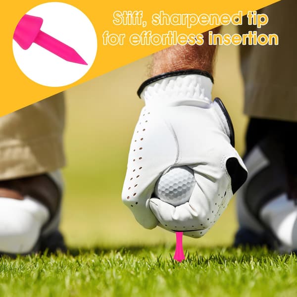 100 stk. sæt af pink plastik castle golf tees: Små, meget synlige og holdbare, ideelle til vintergolf (57 mm)