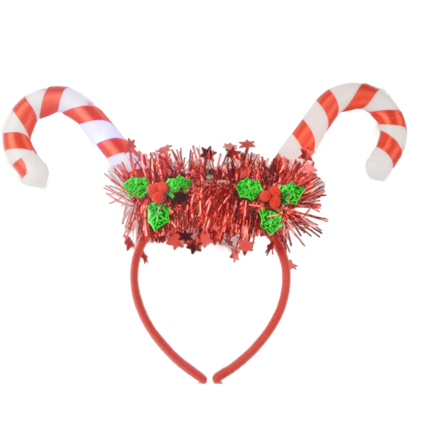 Julpannband Xmas Candy Cane Headpieces Glödande Glitter Cosplay Kostym Hårband Holiday Hårbågar Huvudbonad Spänne