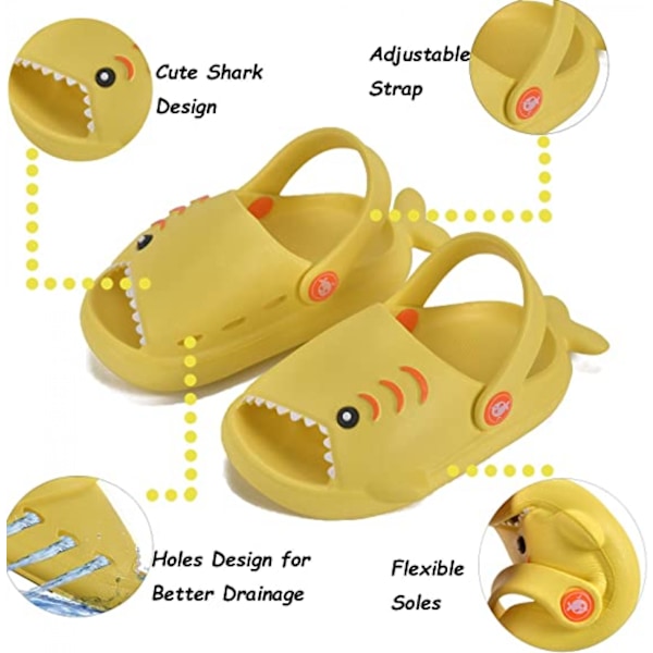 Sandal för småbarn pojkar flickor Slide Sandal Dinosaur Småbarn Flip Flops Utomhus Inomhus Hem Barn Sommar Vattenskor-----Gul（130 Yard）