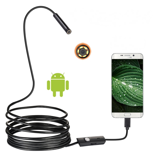 5,5 mm hårdkopplad Android-telefon levereras med kamera industriell endoskop pipeline dental autoreparation USB -kamera, 3,3 FT