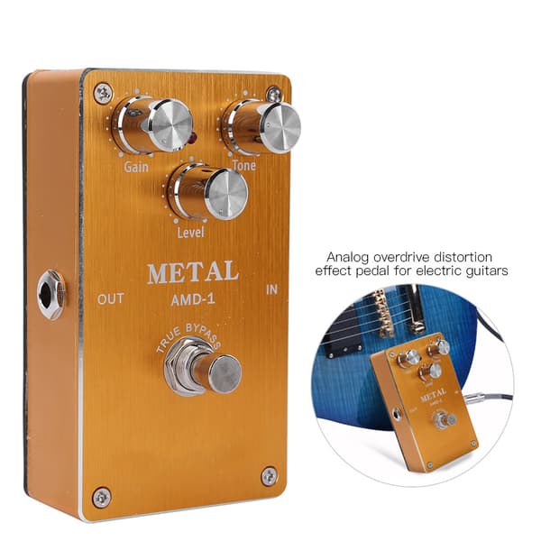 Metall Distortion Elektrisk Gitarr Effekt Pedal True Bypass Full Metal Skal