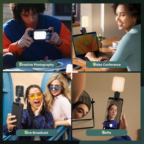 Magnetisk Selfie Lampa, LED Fyllningsljus Kompatibel med Magsafe, iPhone, Android, iPad, Laptop, för Selfies/Fotografering/TikTok/Zoom Ca black