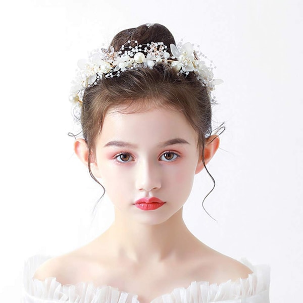 Brudepige Hovedbånd Blomsterpiger, Rhinestone Perle Krystal Perler Fe Hvid Guld Vin Hår Tilbehør til Lille Pige Prinsesse Halo Tiara----A01