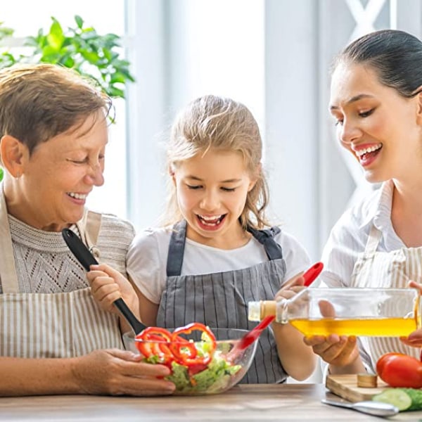 4-delad silikonskedset, non-stick kökssked, matlagningssked och bakningssked för matlagning och omrörning i köket (röd, svart)