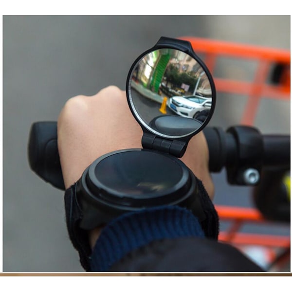 Arm Rear View Mirror Cykel Bag 360 Graders Roterende Spejl-Sort (En Pakke)