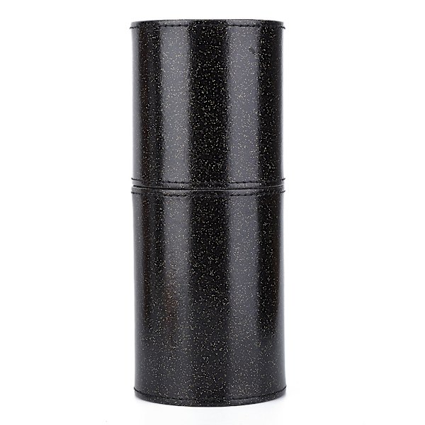 PU Læder Bærbar Makeup Børster Cylinder Holder Kosmetisk Organizer Etui Opbevaringsbeholder (Uden Spænde) Sort