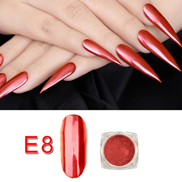 Nagelkonst Pigment Dekorationspulver Kameleont Manikyr Glitter Spegelpulver E8