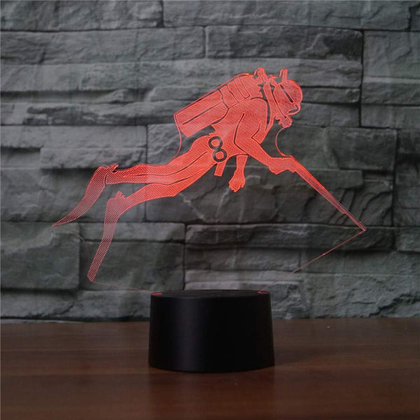 WJ 3D Dykning Fjernbetjening 16 Farve Natlys Illusion Akryl LED Bordlampe Sengelampe Børns Soveværelse Skrivebord Dekoration Fødselsdag Gaver Legetøj til Børn