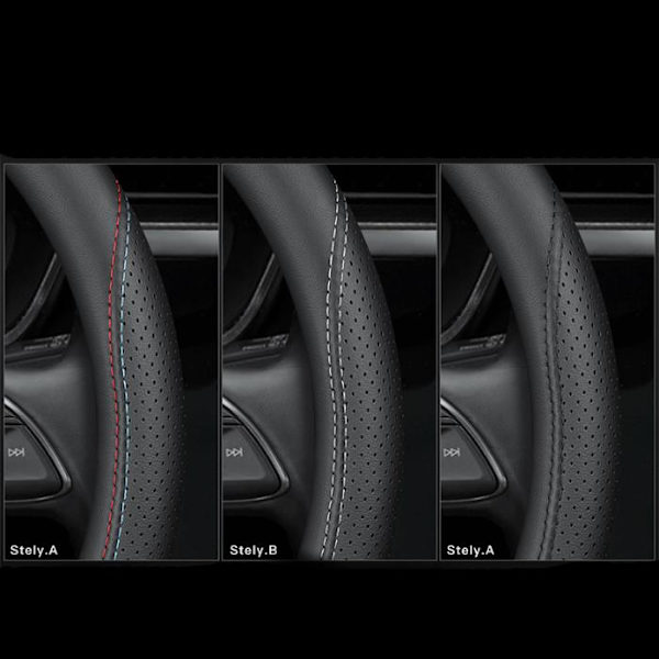 Passar till Tesla Model 3/Y/Model X/S rattöverdrag - Tesla special D-formad (svart linje) med logotyp - 36cm/1 förpackning