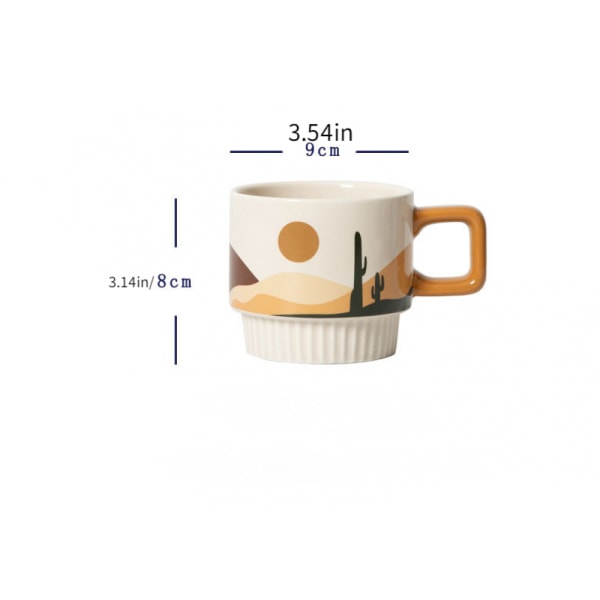 Kaffekopp, retrokeramisk mugg, drickskopp, frukost, mjölkkopp, dra blomma kopp（#1）