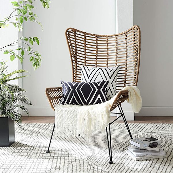 Sæt med 2 sorte lændepudebetræk 12 x 20 tommer Boho Aztec Polyester Blend Dekorative Pudebetræk til Sofa Sofa Seng Dekoration