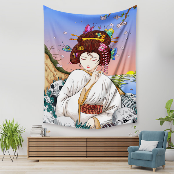 Wekity Gobeläng Estetisk Konst Hembakgrund Tyg Dekor Present Japansk Gobeläng för Vardagsrum Sovrumsdekor (1983B, 51 X 59 tum)