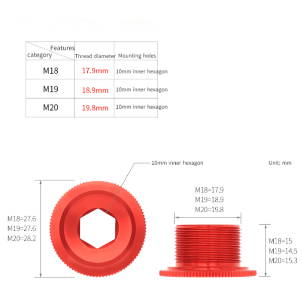 Aluminiumslegering terrengsykkel landeveissykkel krankdeksel integrert hul krankbolt IXF-M20 uten standard - fargerik (4 pakker)